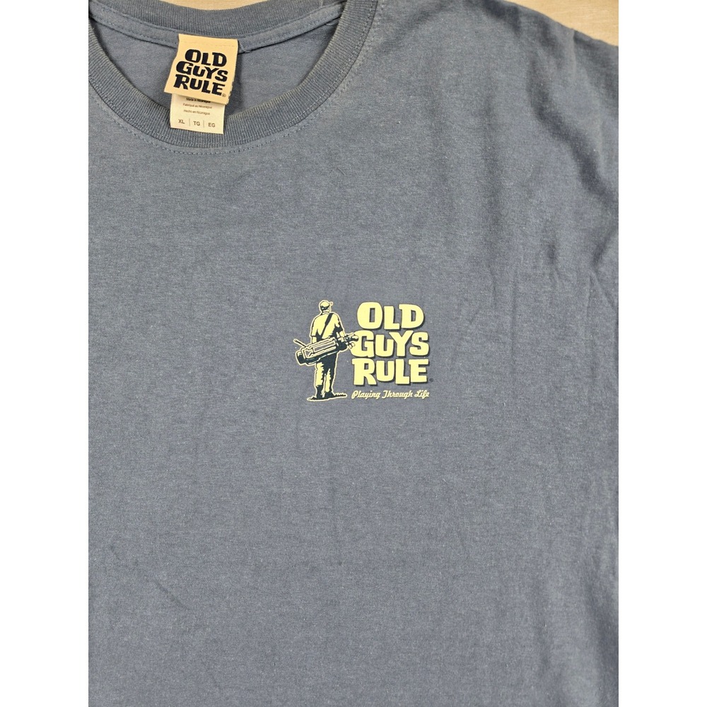 Old Guys Rule Mens XL Blue Golf Graphic T-Shirt Playing Through Life Cotton Tee - Picture 6 of 8